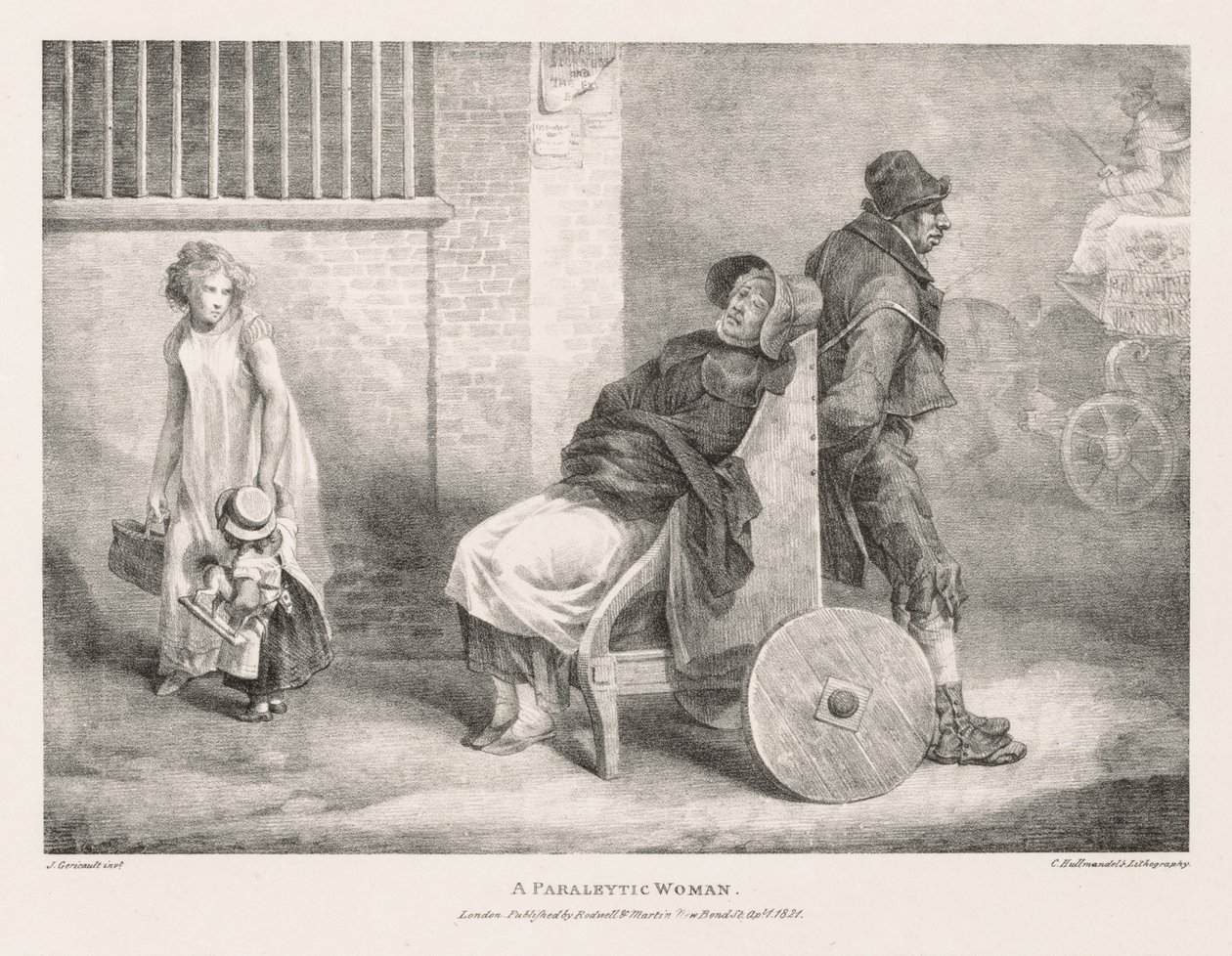 生命と石から引き出されたさまざまな主題：パラレーティック女性、1821年。 作： セオドア・ジェリコー