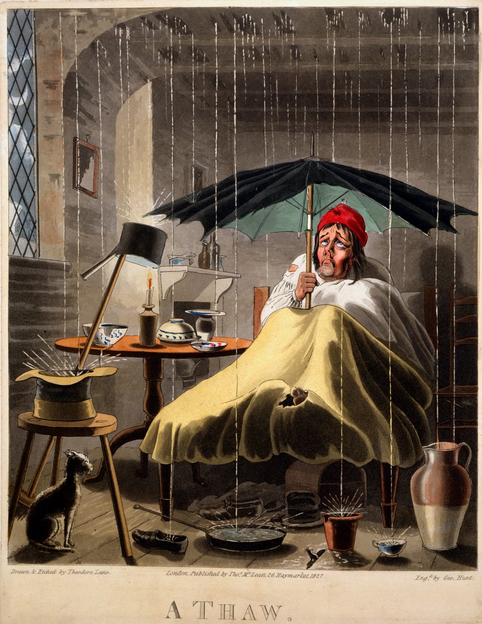 1827年のジョージ・ハントによって作成された雪解けのプリント（手彩色の彫刻） 作： セオドア・レーン