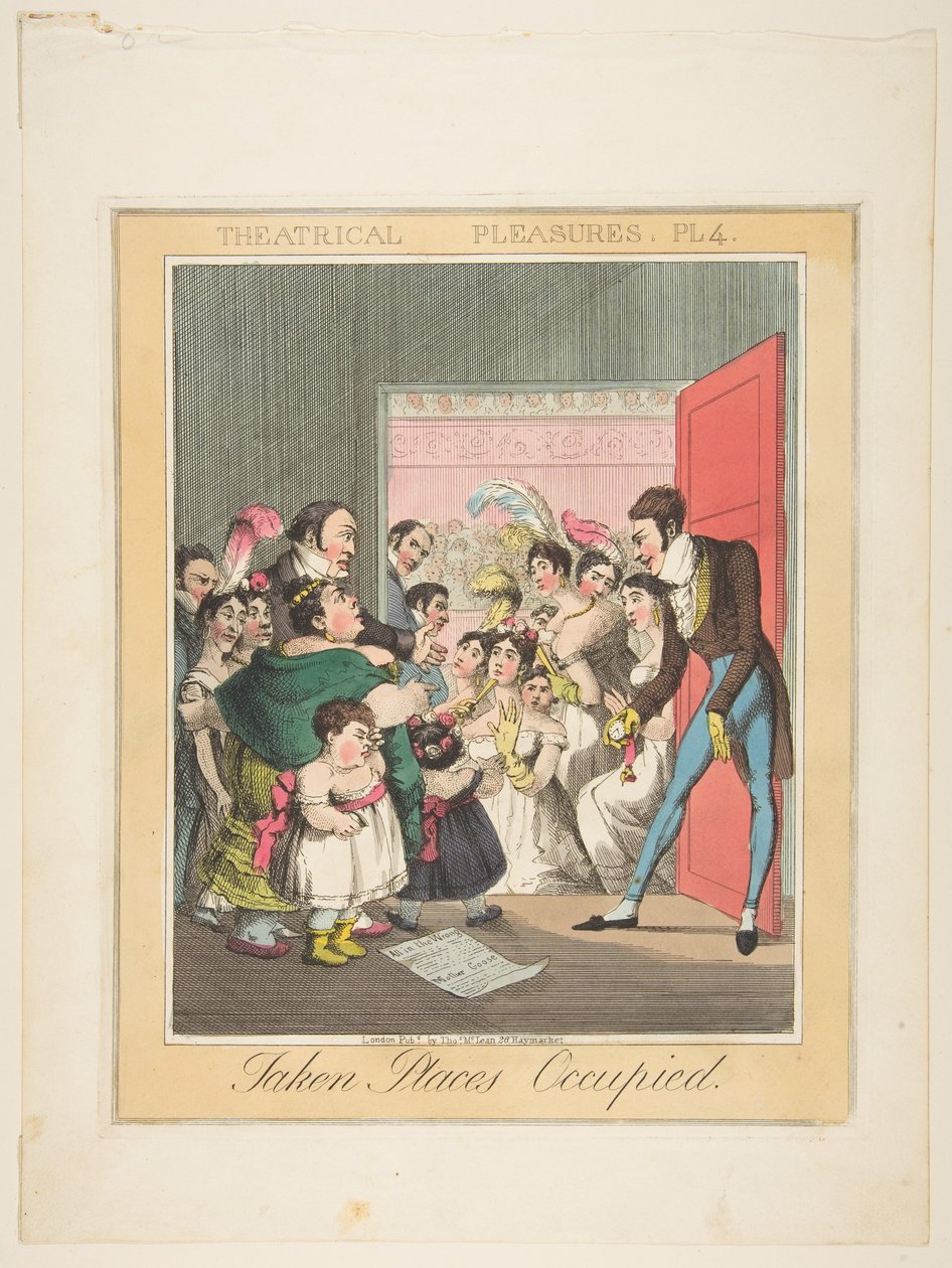 Theatrical Pleasures、Plate 4：Taken Places Occupied、ca. 1835年。 作： セオドア・レーン