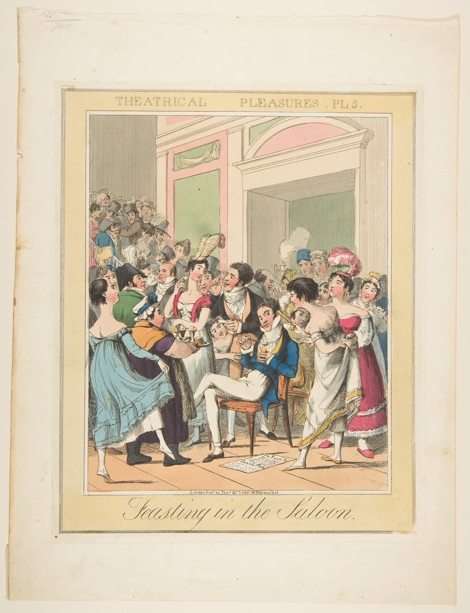 Theatrical Pleasures、Plate 5：大広間でのごちそう1835年。 作： セオドア・レーン