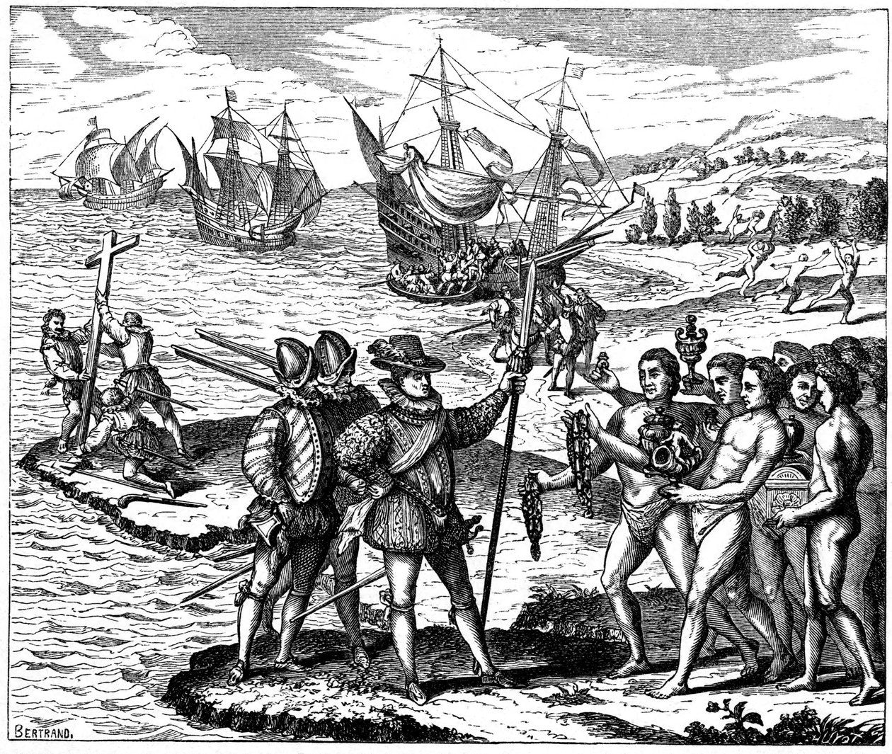 クリストファーコロンブス、ジェノバ人探検家、アメリカを発見、1492年5月12日1590 作： セオドア・ド・ブリー
