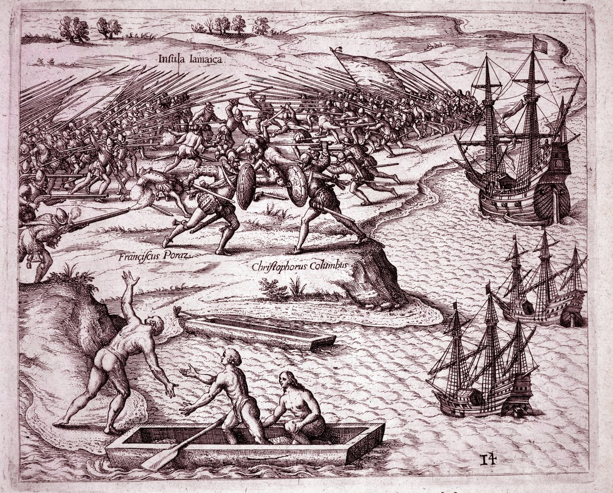 1503年、ジャマイカ島でのクリストファー・コロンブスの第4回目の航海