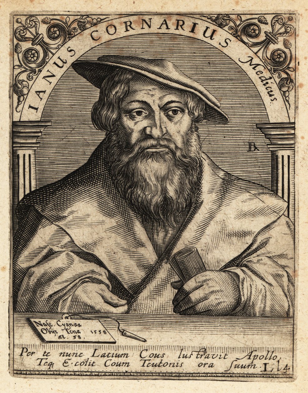 ヤヌス・コルナリウス（サクソンのヒューマニスト、c1500-1558）。 作： セオドア・ド・ブリー