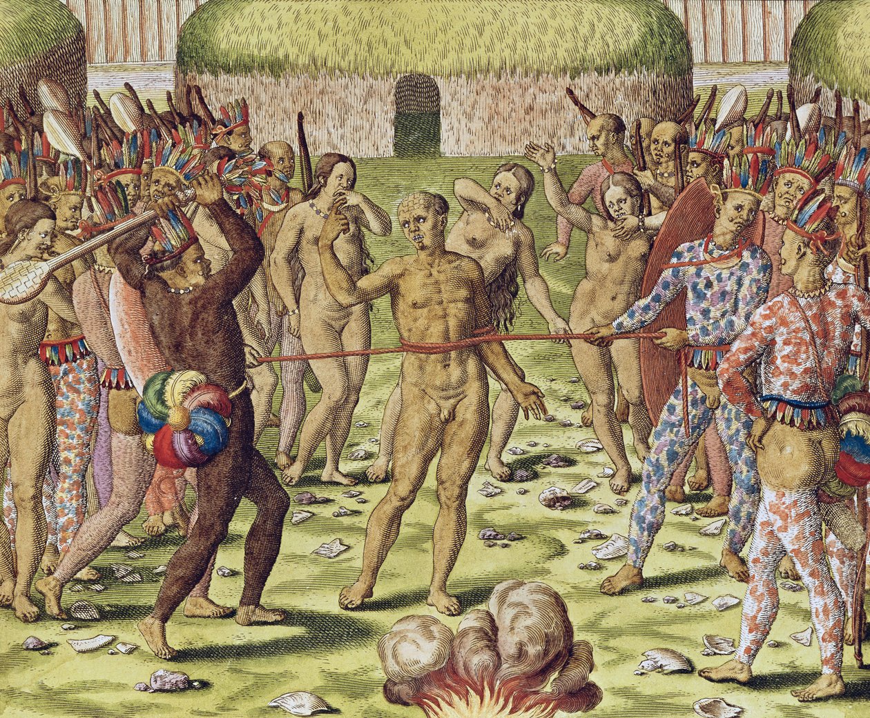 最強のインディアンによる敵の処刑、1562 作： セオドア・ド・ブリー