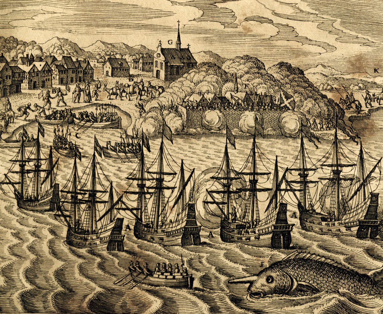 テオドール・デ・ブライ（1528-1598）の『Historia Americae』からメキシコのアカプルコ港の眺めを描いたもので、フランクフルトにある。 作： セオドア・ド・ブリー
