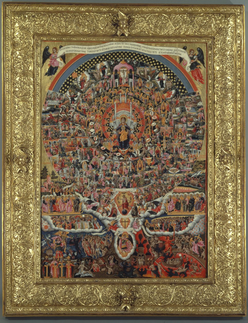聖母の賛美歌（卵のテンペラとパネル上の金箔）（詳細は258110を参照） 作： セオドロス・プラキス