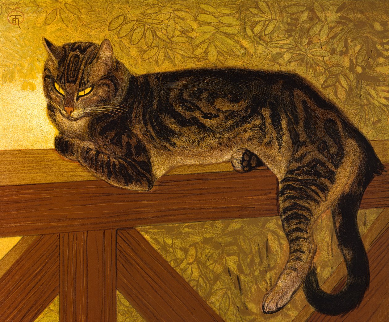 夏、手すりの猫、1909 作： テオフィルアレクサンドル・スタインレン
