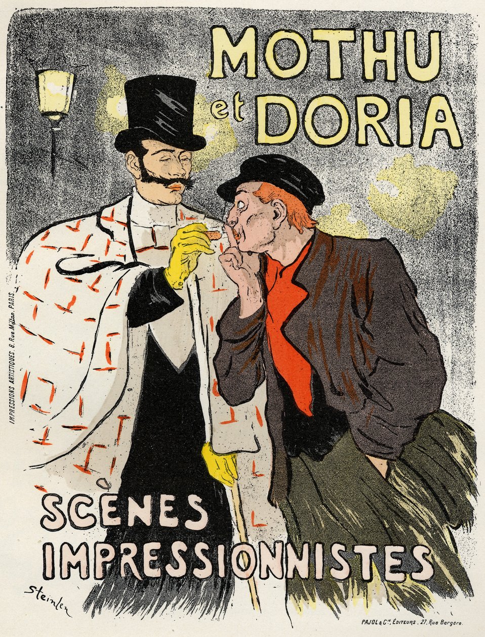 アートエンターテイナー。歌手のMothuとDoria。フランスのSteinlen社のポスター 作： テオフィルアレクサンドル・スタインレン