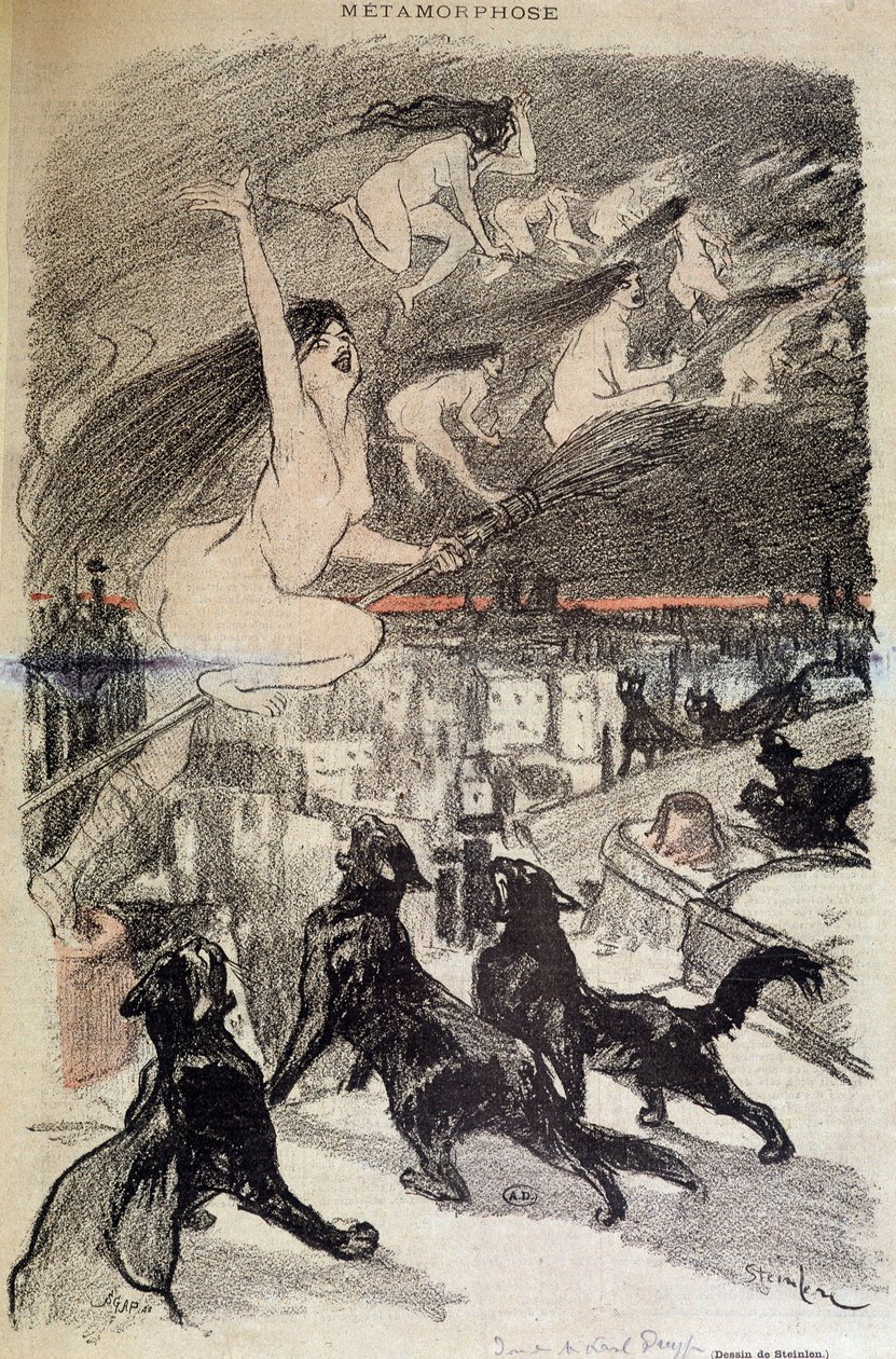 猫から魔女への変身 - by Steinlen 作： テオフィルアレクサンドル・スタインレン