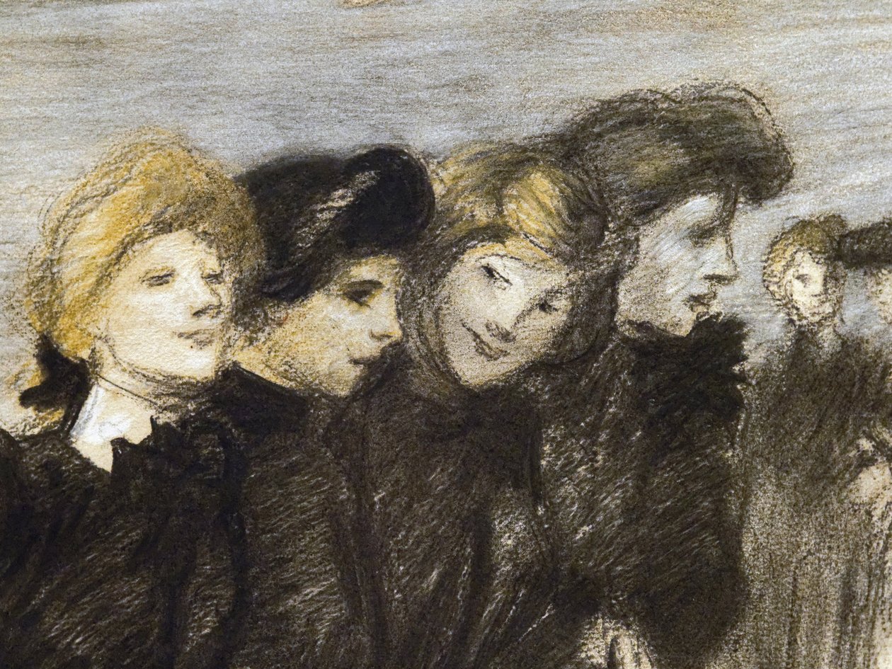 ミディネットの出口（詳細）（1907年以前）。 Theophile Alexandre Steinlen (1859-1923)。 紙に木炭とパステル。 パリ市立美術館、プパレ。 作： テオフィルアレクサンドル・スタインレン
