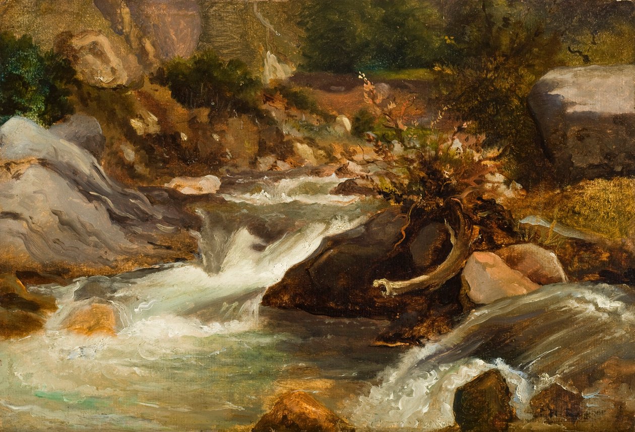 景観研究（La Source）c.1830（パネルに取り付けられた紙に油彩） 作： ピエールエティエンヌセオドアルソー