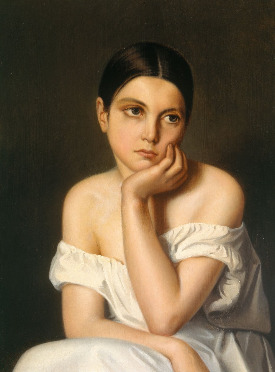 少女（メランコリー）、1833-35年頃（油彩、厚紙） 作： テオドール・シャッセリオー