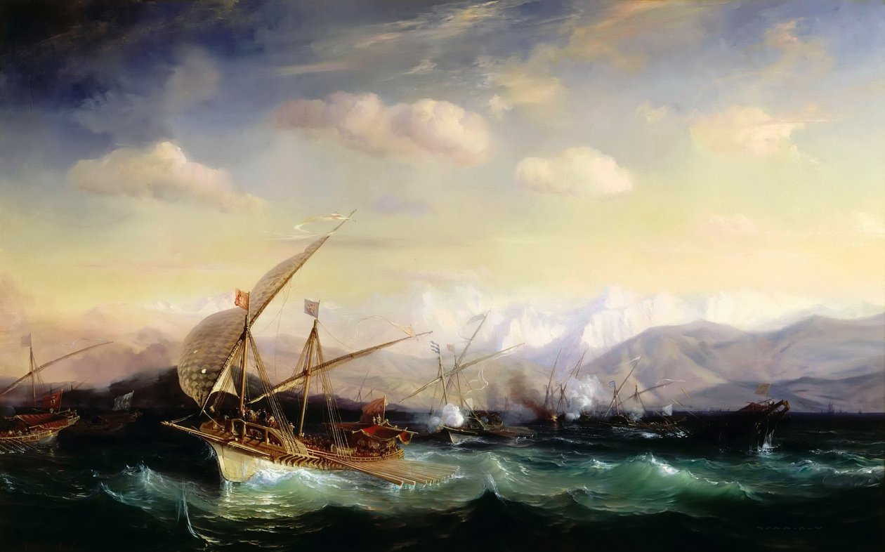 アンドレアドリアが1524年にヴァルの口の前にスペイン艦隊を分散させた 作： ジャン・アントワーヌ・テオドール・グディン