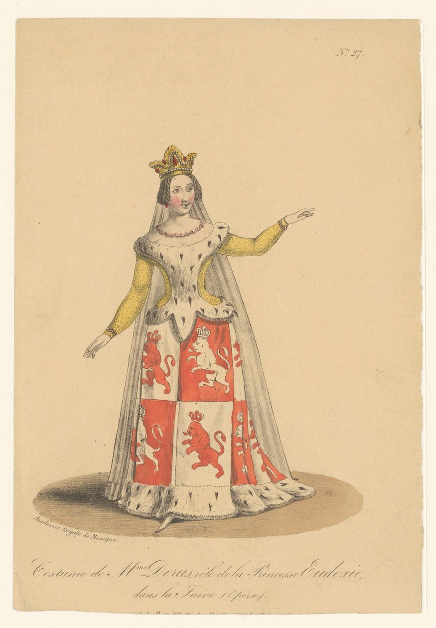 ロール ヴァンのジュリー ドリュス グラス オペラ「ラ ジュイヴ」のエウドクシー La Juive (Opéra) での Eudoxie 王女役の Dorus 夫人の衣装 (オブジェクトのタイトル) 『フンロールのオペラザンガー』（シリーズ名）の俳優・女優 作： セオドア・レジューヌ