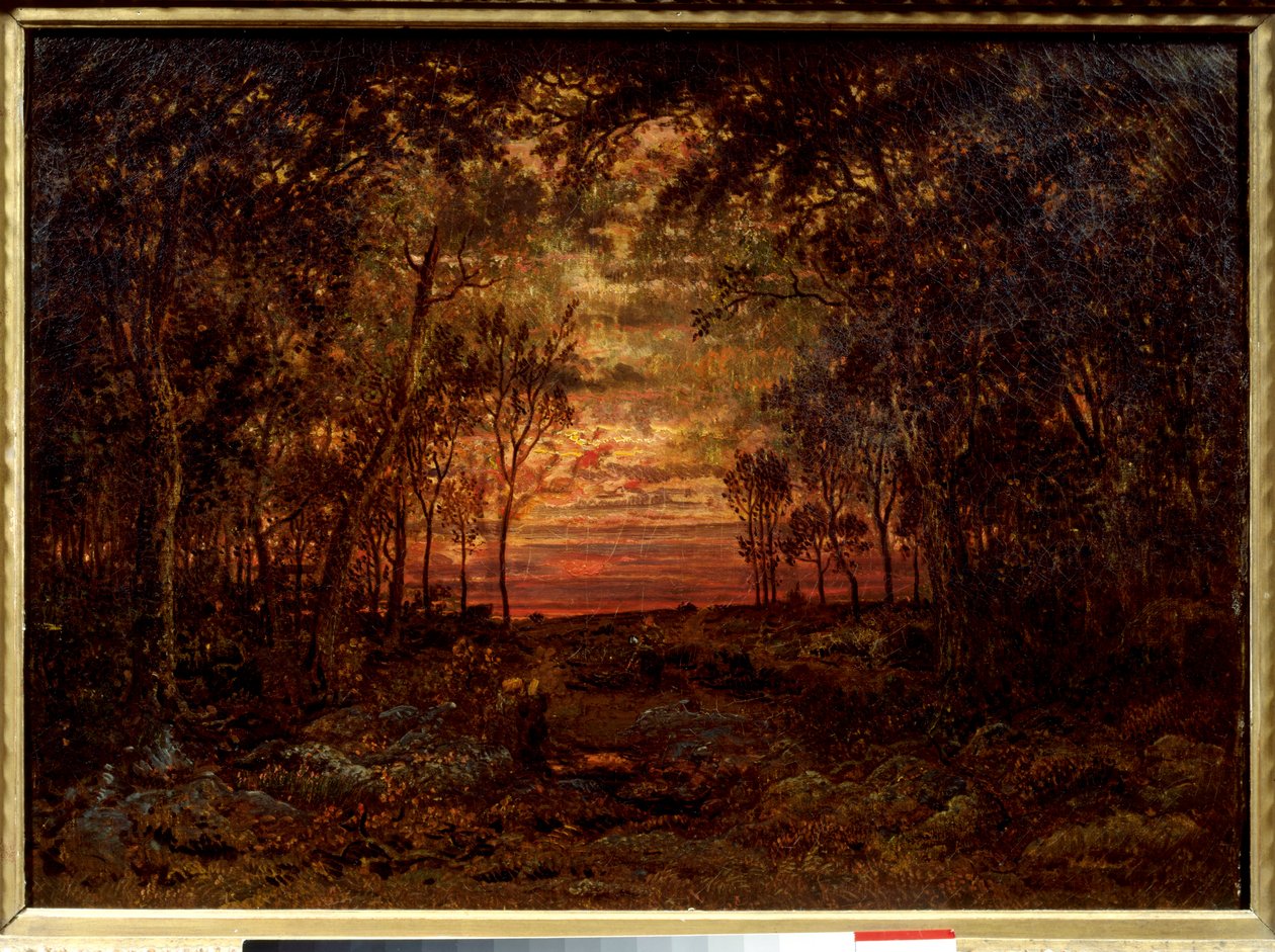 森の中の夕日 テオドール・ルソー（1812-1867）の絵画 19世紀の