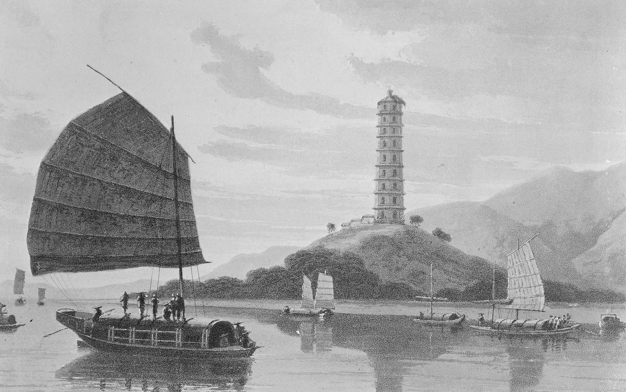 ワンポアパゴダ、1810年 作： トーマスとウィリアム・ダニエル