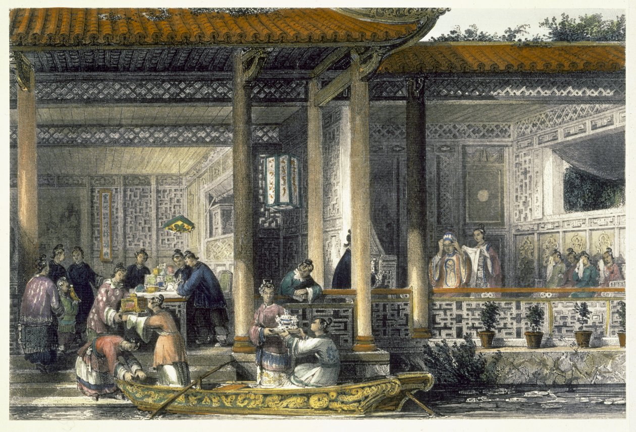 George Newenham Wright（c.1790-1877）1843の「中国の一連の眺め」からのブライダルレジデンスへの結婚プレゼント 作： トーマス・アロム