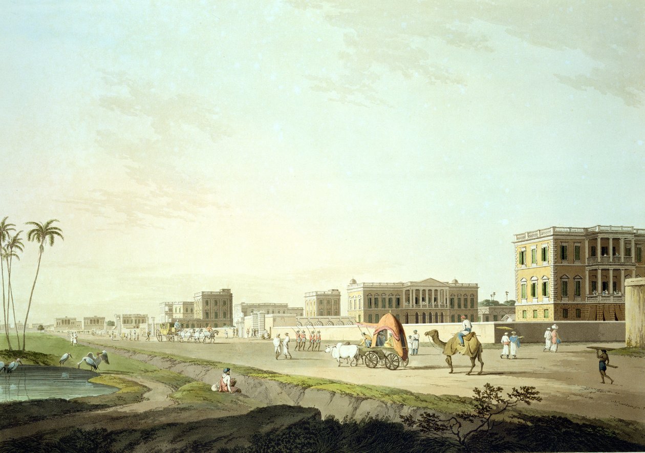 トーマスとウィリアム（1769-1837）ダニエルによって彫刻された「東洋の風景：ヒンドゥースタンの24のビュー」からのプレート32、チェリンギー、カルカッタの港、1798年公開 作： トマス・ダニエル