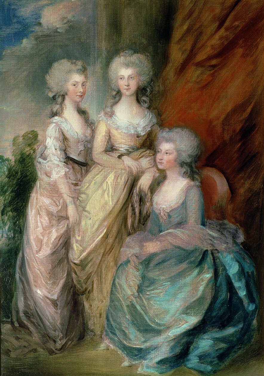 ジョージ3世の長女3人：1784年のシャーロット王女、オーガスタ、エリザベス、おそらくゲインズボローデュポン（c.1755-97） 作： トーマス・ゲインズバラ