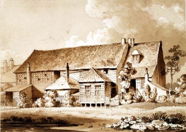 John Bunyans Meeting House、Zoar Street、Gravel Lane、サザーク、ロンドン、1813（鉛筆＆ウォッシュ） 作： トーマス・ホスマー・シェパード