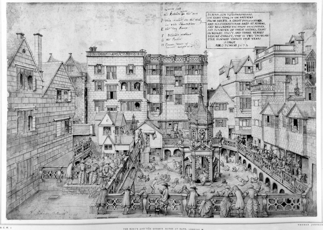 王様のお風呂と女王様のお風呂、1675年（ペンと黒インク） 作： トーマス・ジョンソン