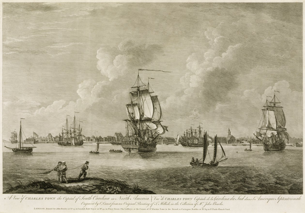 ピエールチャールズカノット（1710-77）によって彫刻された「Scenographia Americana」からの、北米のサウスカロライナ州の首都チャールズタウンのビュー 作： トーマス・メリッシュ
