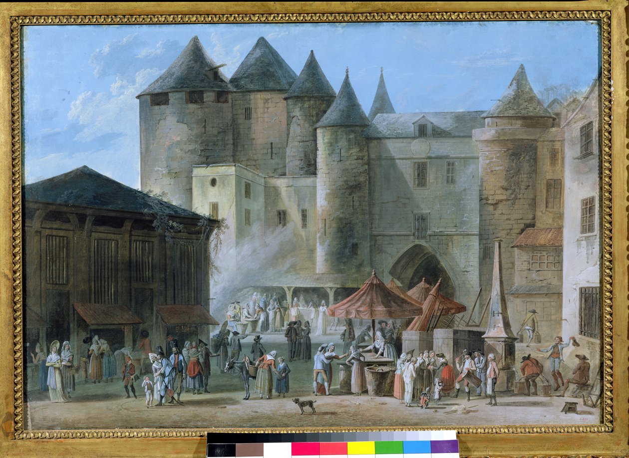 グランドシャトレの前にあるアポール広場-パリ、1802年以前（紙とガッシュ紙） 作： トーマス・ノーデ