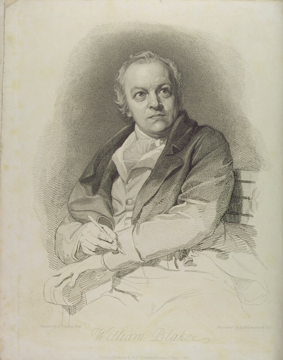ウィリアムブレイクの肖像、ウィリアムブレイク（1757-1827）の「The Grave、A Poem」のフロントピース、Luigi Schiavonetti（1765-1810）1808の彫刻 作： トーマス・フィリップス