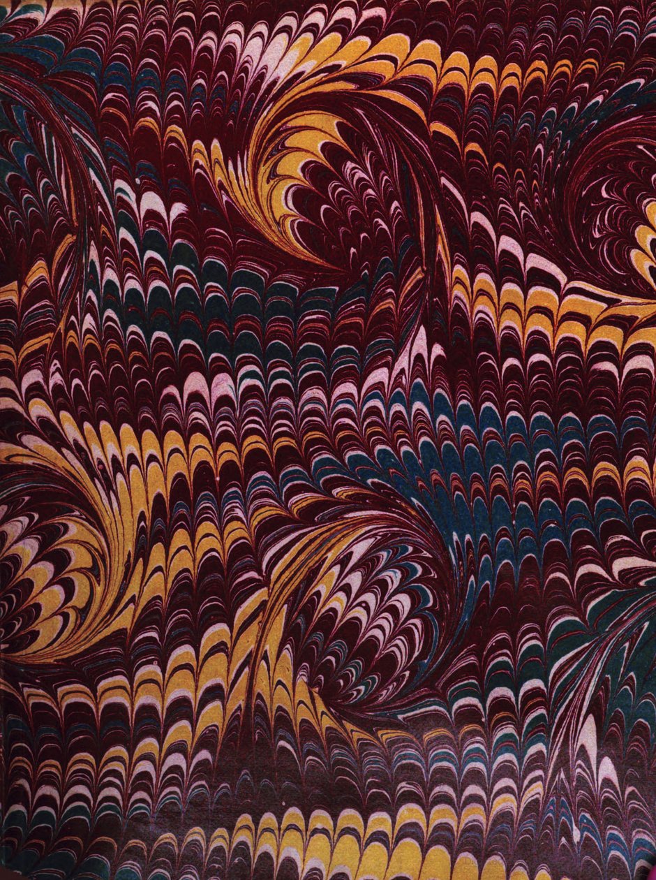Paper_marbling霜降りの紙の表紙は、本、オーストラリアのヘビ、図鑑（1869年） 作： トーマス・リチャーズ