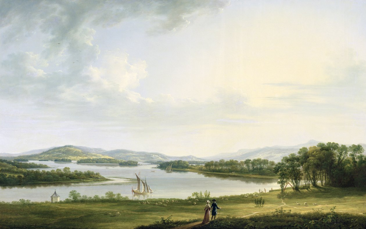1771年、ファーマナ州ベリスルからのノックニーニーとアーン湖の一部の眺め 作： トーマス・ロバーツ