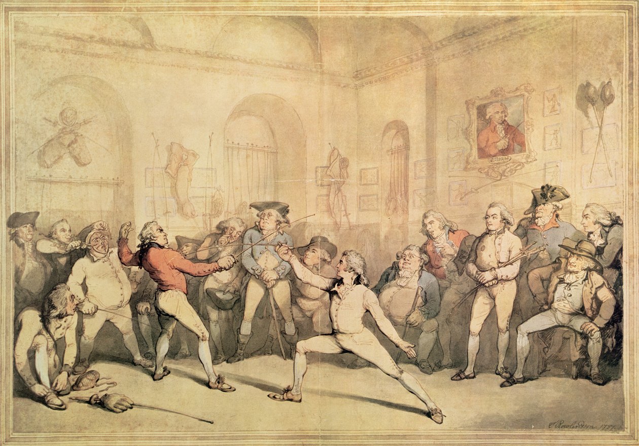 アンジェロのフェンシングルーム、パブ。 1787（印刷） 作： トーマス・ローランドソン