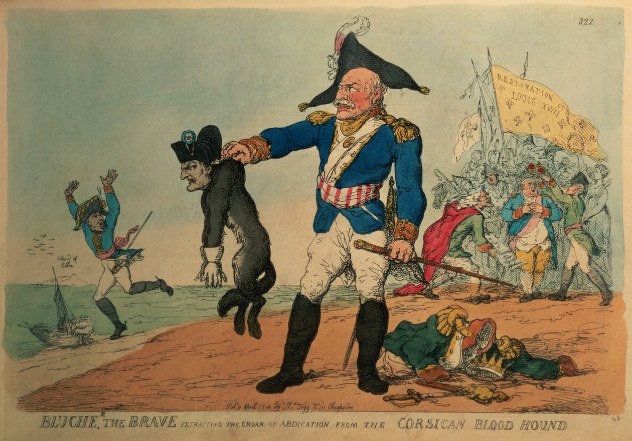 Blucher the Brave（1742-1819）：コルシカ島のブラッドハウンド、ナポレオンからの禁断のうめき声の抽出、 作： トーマス・ローランドソン