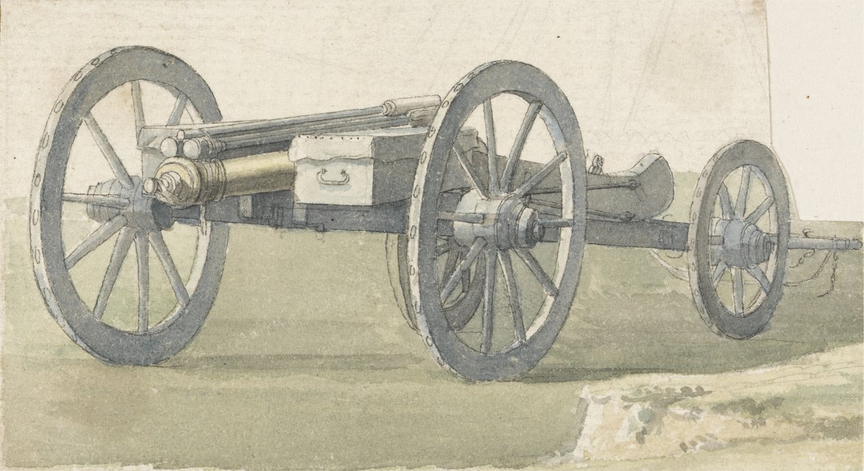 銃、c.1747（紙にトイレとペンとインク） 作： トーマス・サンドビー