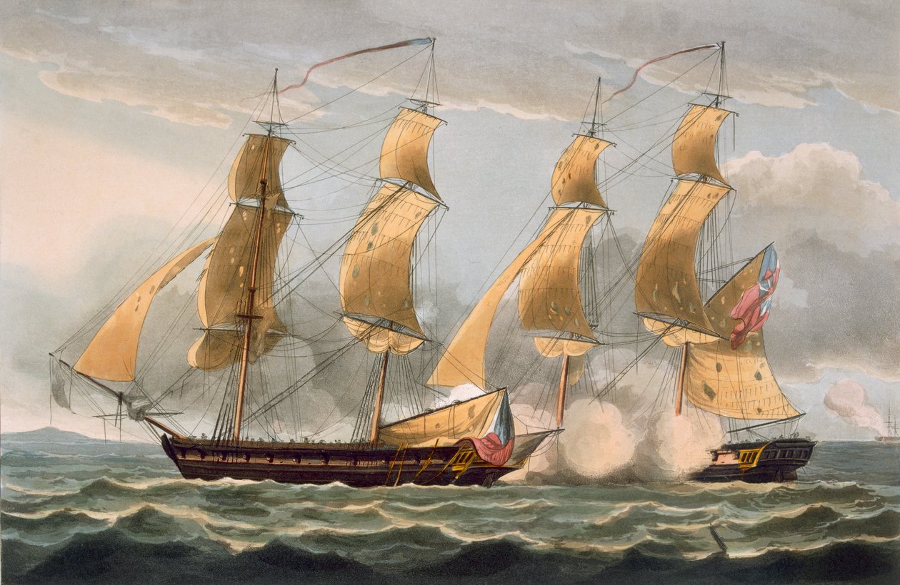 1813年8月14日のアーガスの捕獲 作： トーマスウィットコム