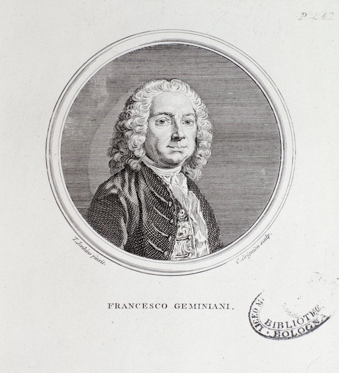 フランチェスコ・ジェミニアーニ（1687-1762）の肖像イタリアの作曲家およびヴァイオロニスト 作： トーマス・ジェンキンス
