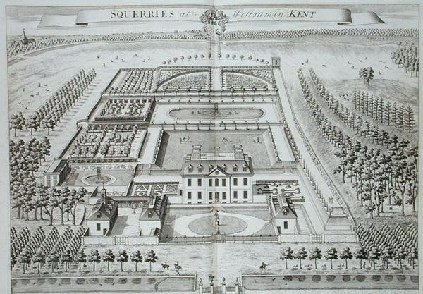 ケント州ウェスタハムのスクアリー、I.ハリスが1750年頃に彫った「Thirty Different Views of Noblemen and Gentlemen