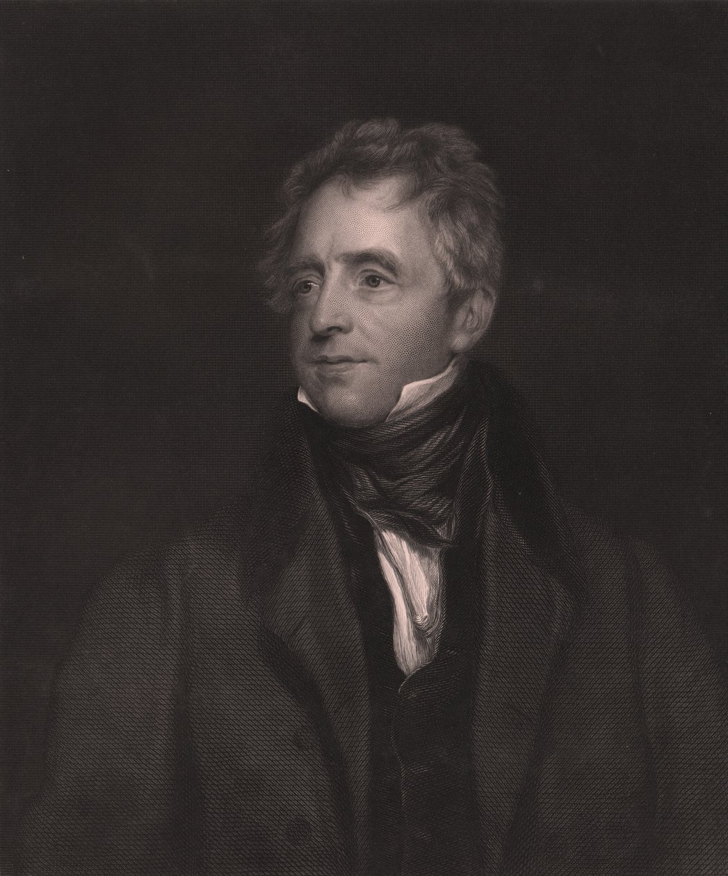 イギリスの俳優ジョン・フォーセット（1768-1837）の肖像、トーマス・ローレンスの絵からW・J・エドワーズが彫ったもの、23x32cm、Virtue and Co Publisher、London 作： トーマス（後）ローレンス