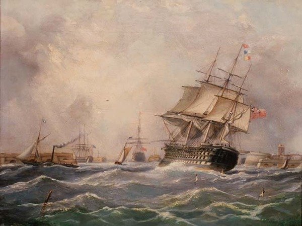 ポーツマス沖のイギリス軍艦 作： トーマス（attr。To）バターズワース