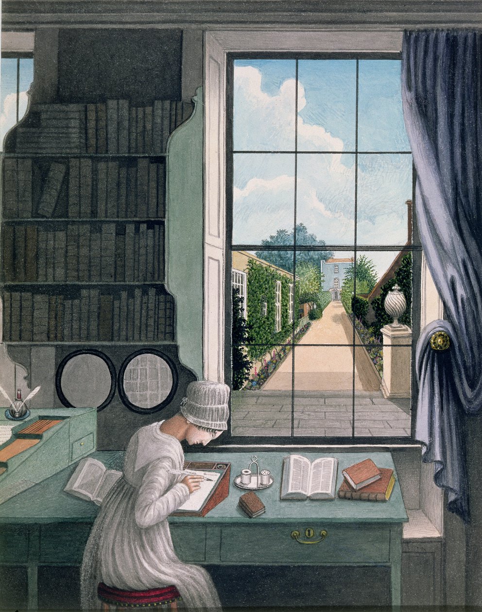 セント・ジェームズ・スクエアの図書館にて 1805-06年頃 （水彩・紙 作： トーマス（attr。To）ポール