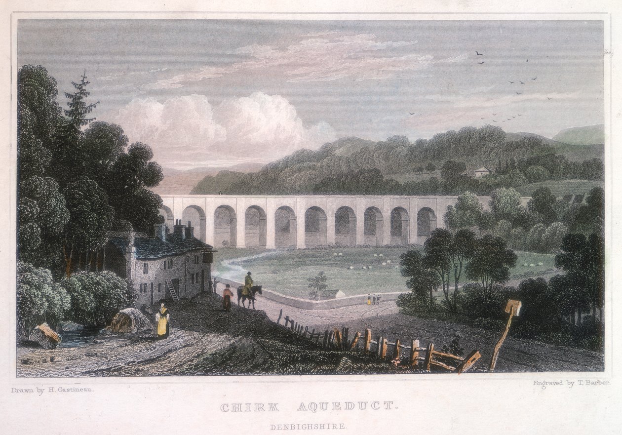 エレスミア運河のチャーク水道橋、c1829 作： トーマスバーバー
