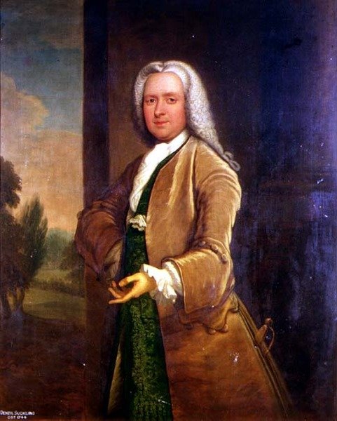 デンジル・サックリング（1744年没）の肖像（油彩 作： トーマス・バードウェル