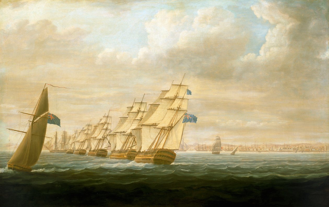 1797年7月、カディスにおけるネルソンの陸上阻止艦隊（油彩・キャンバス）、1800年頃 作： トーマス・バターズワース