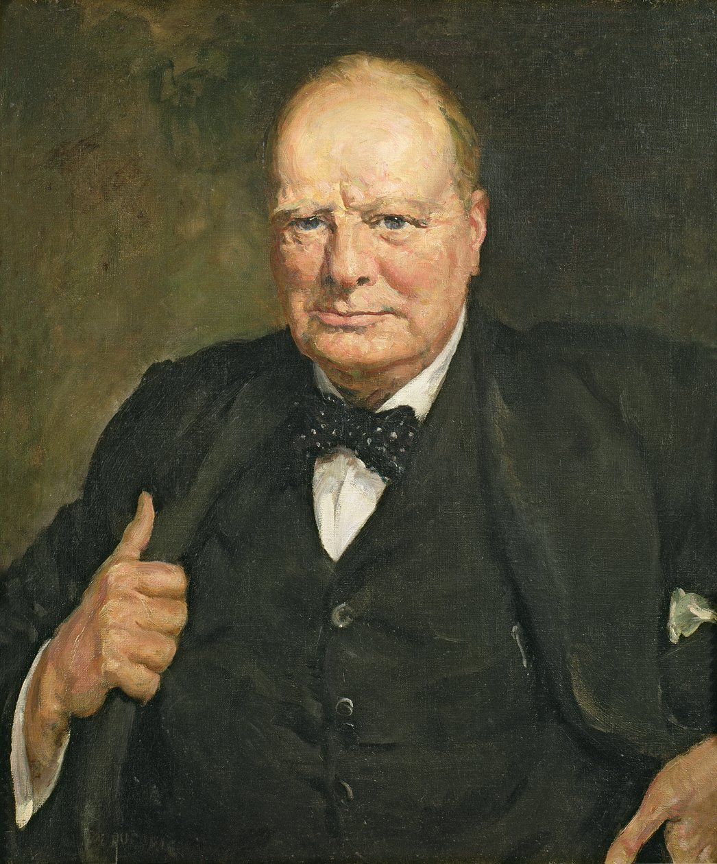 ウィンストン・チャーチル卿の肖像 (1874-1965) (キャンバスに油彩) 作： トーマス・カントレル・ダグデール