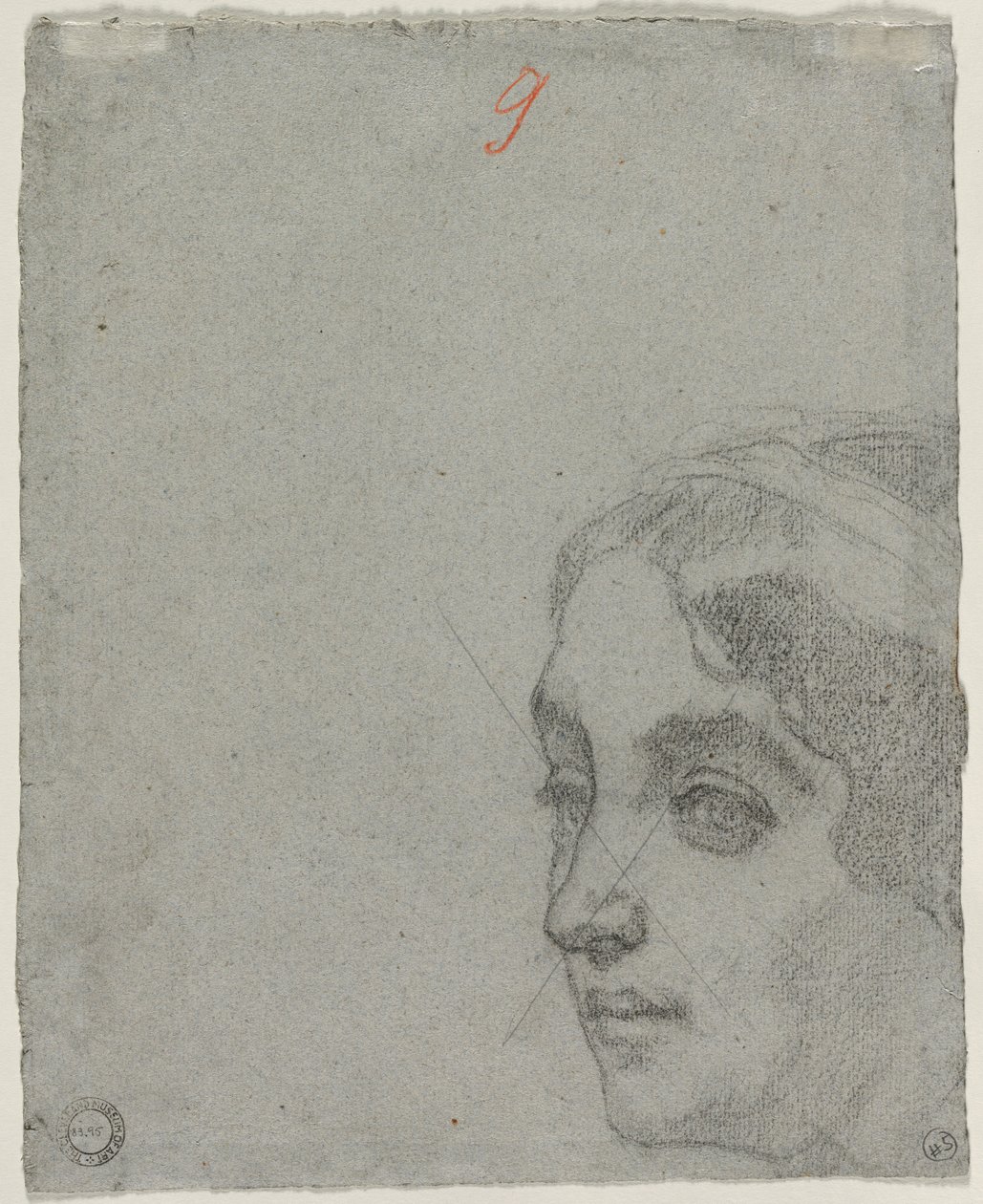 女性の頭、c。 1857。 作： トーマス・クチュール