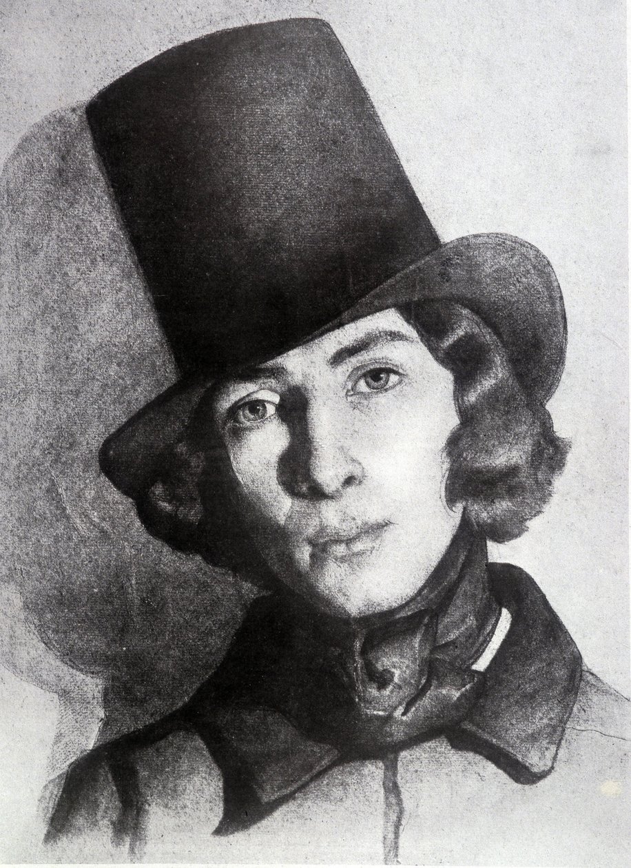 ジョージ・サンドの息子、モーリス・サンド（1823-1889）の肖像（21歳） - トーマス・クチュール（1815-1879）による年代不明のデッサン - このデッサンは長い間、母親のジョージ・サンドのものと考えられていた。 作： トーマス・クチュール
