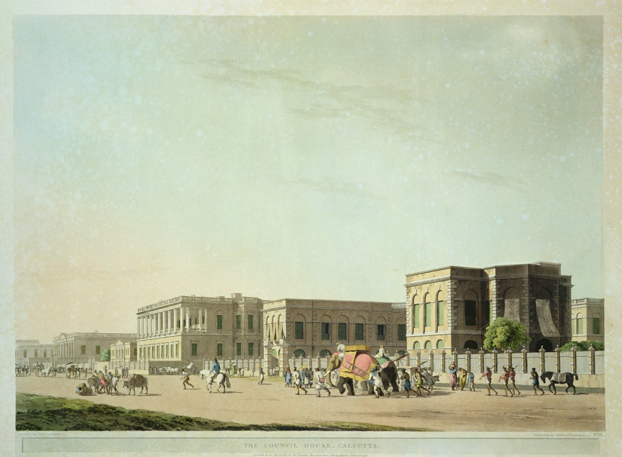 トーマスとウィリアム（1769-1837）ダニエル、1798によって彫刻された「東洋の風景：ヒンドゥースタンの24の景色」からの評議会家、カルカッタ、プレート29 作： トマス・ダニエル