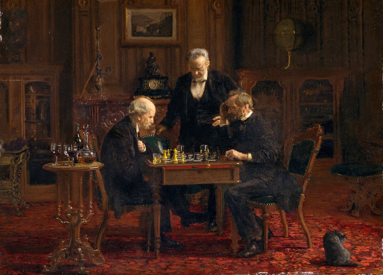 チェスプレイヤー F10 油彩画 人物画 絵画 チェスをする人々、1876年