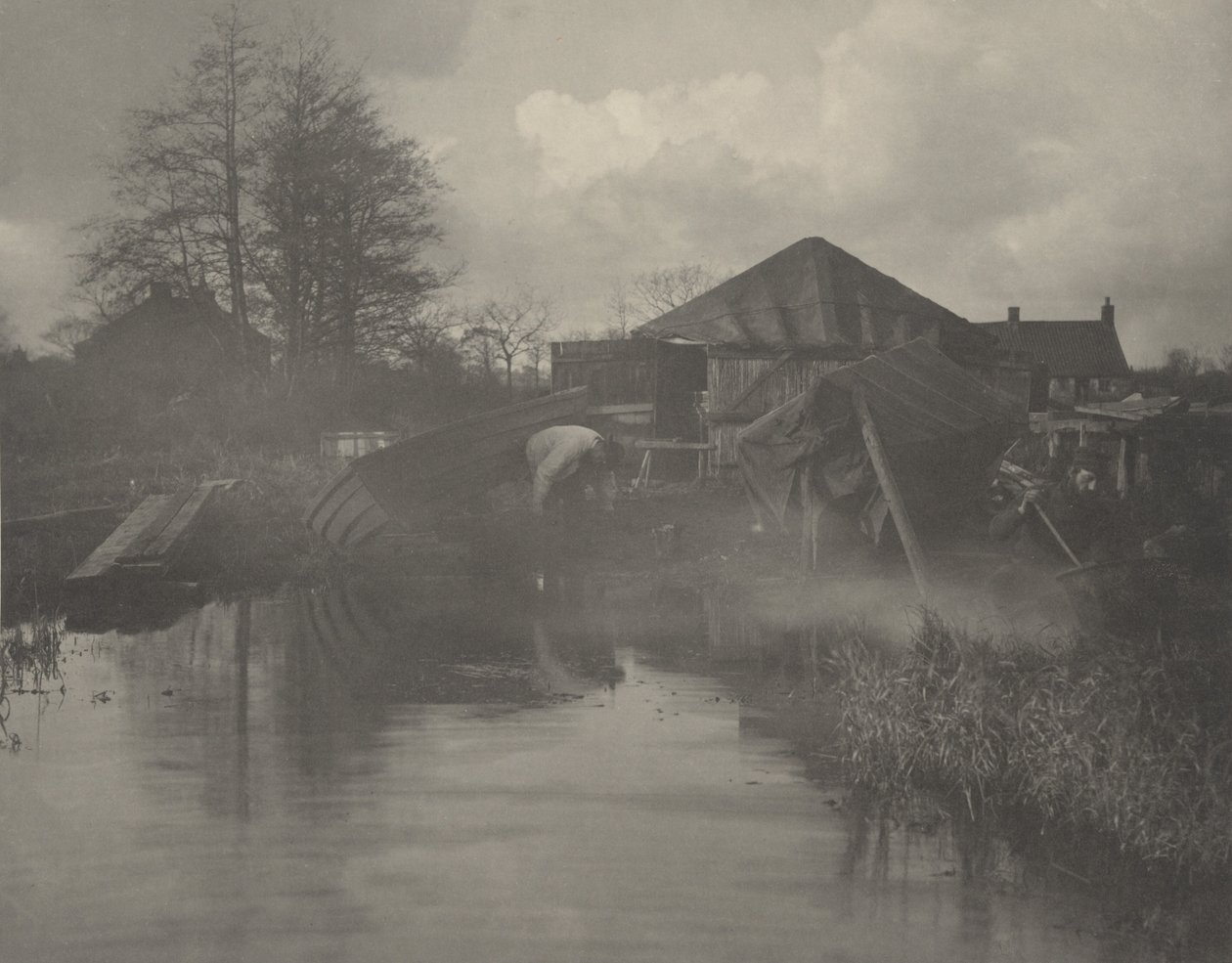 ノーフォークのボートヤード（1886年）（写真 作： トーマス・フレデリック・グドール