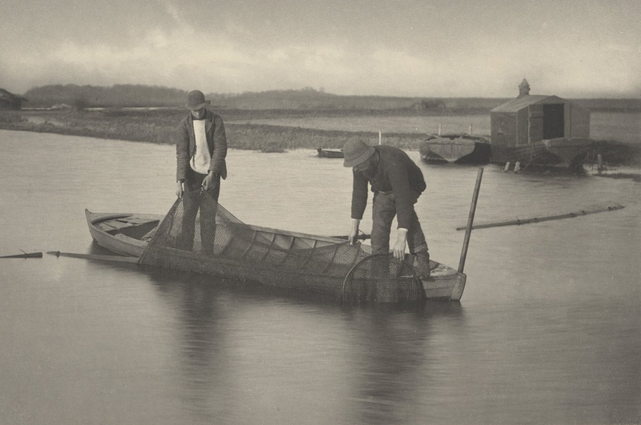 ウナギ網を取る1886年（写真） 作： トーマス・フレデリック・グドール