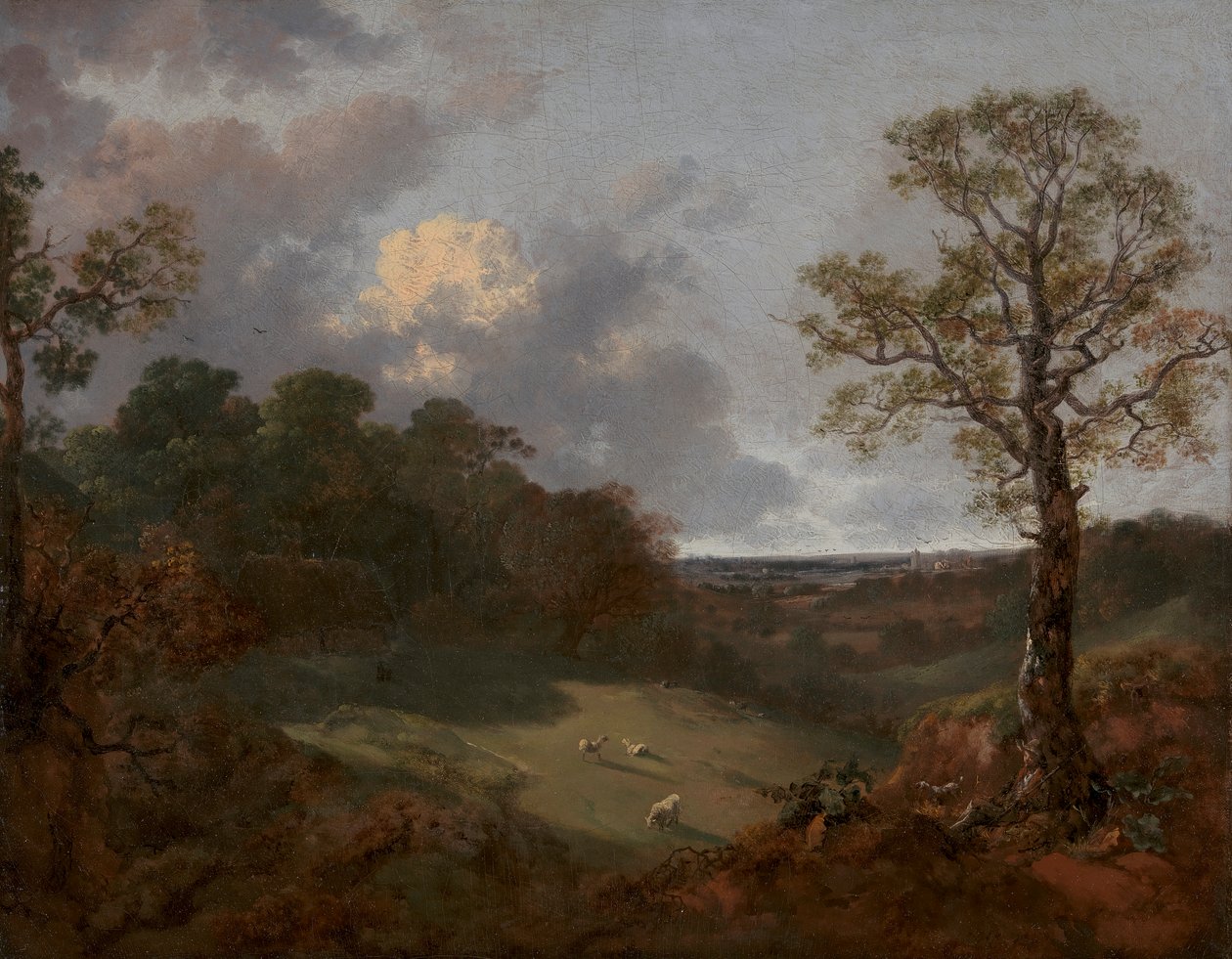 Paisagem arborizada com uma casa de campo e pastor 作： トーマス・ゲインズバラ RA